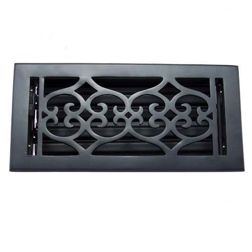 "Flower" Iron Wall Register with Louver - 4" x 10" (5-5/8" x 11-1/2" Overall)